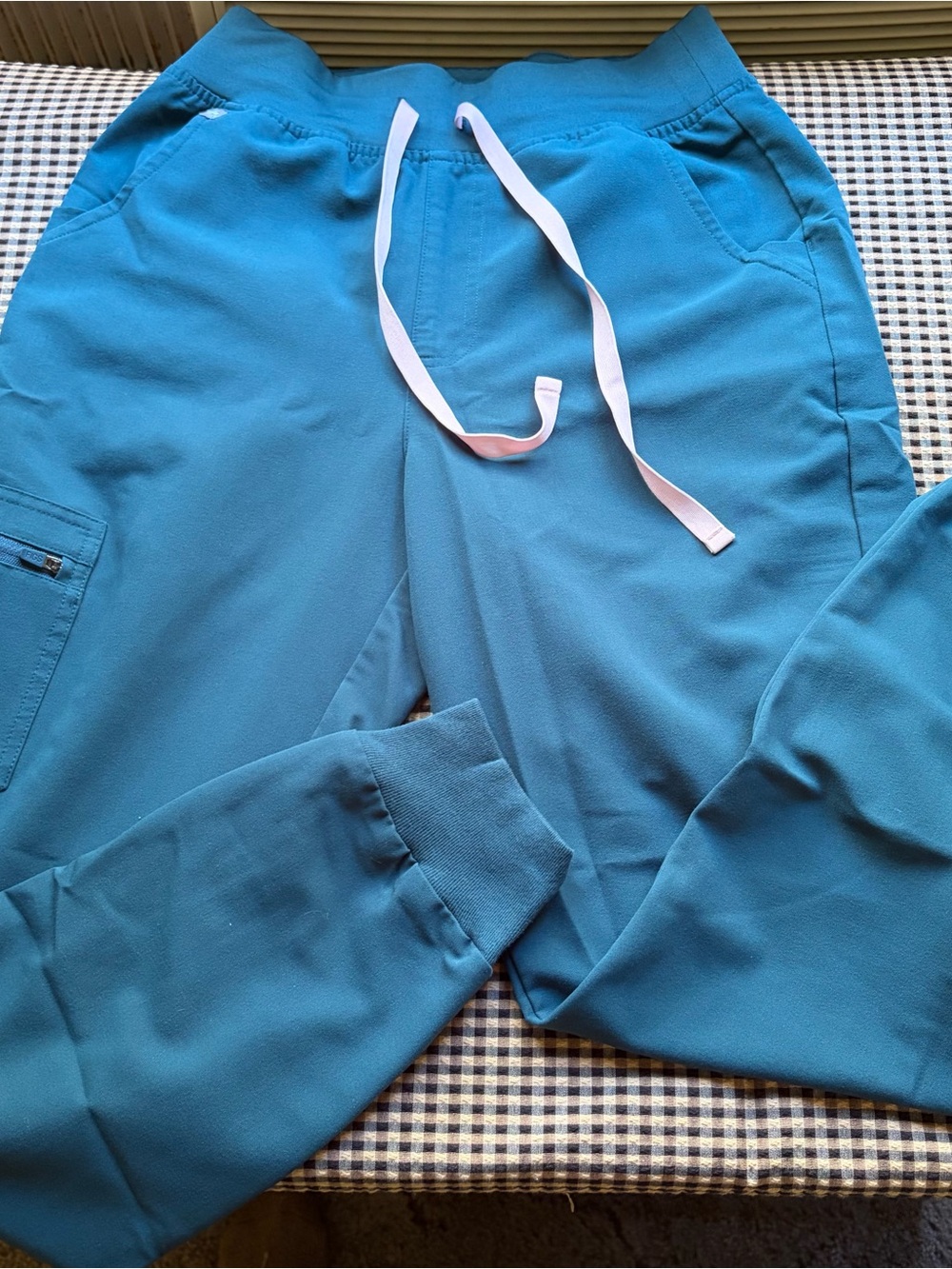 Figs Womens Teal Blue Drawstring Jogger Scrub Pants